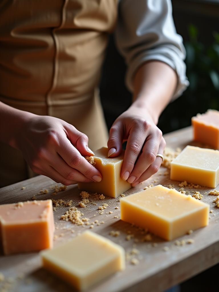 職人が石鹸を手作りしている様子